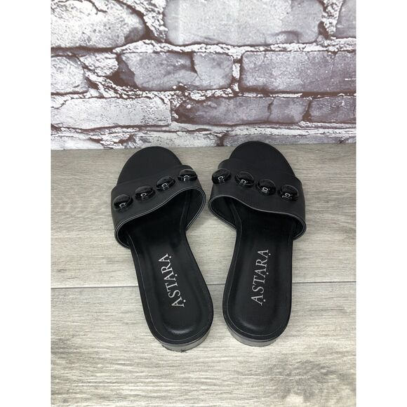 ASTARA Sahara Black Onyx Leather Handmade Slides Heel Sandals Women’s 8M US/39EU - Picture 5 of 16